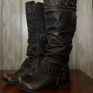 Corral Distressed Leather Black/Brown Boots
